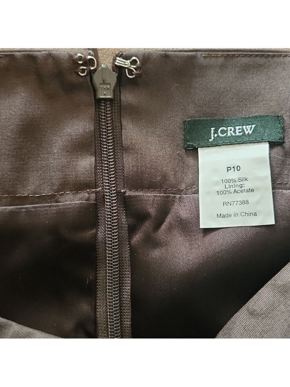J Crew Emma Women's Silk Dress Size P10 Brown Silk Faille Bow Strapless‎ Zipper - Picture 11 of 12